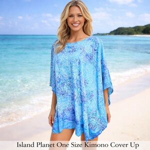 Island Planet Blue One-Size Kimono Swim Cover-Up
